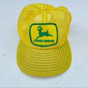John Deere VINTAGE Yelow Mesh Snapback Trucker Hat COUNTRY Redneck Cap